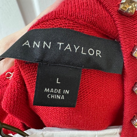 Ann Taylor Red Jeweled Neck Sweater – Size L - Picture 3 of 4